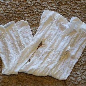 White textured tights